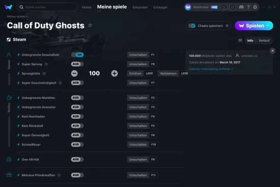 Call of Duty Ghosts Cheats Screenshot