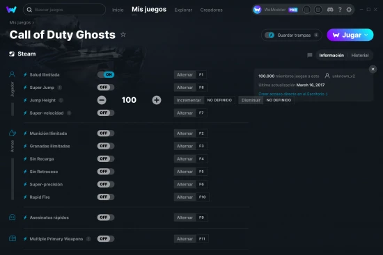 captura de pantalla de las trampas de Call of Duty Ghosts
