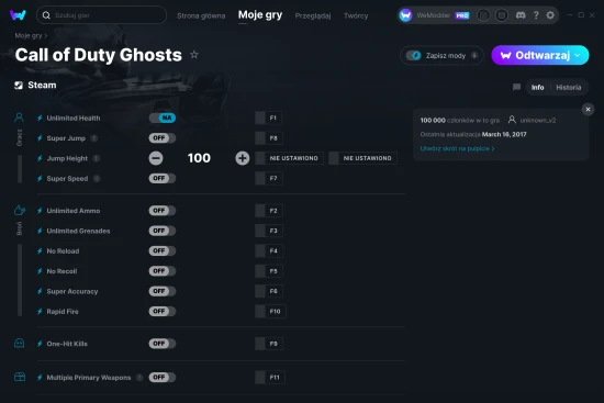 cheaty Call of Duty Ghosts zrzut ekranu