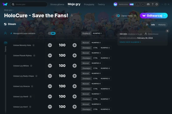cheaty HoloCure - Save the Fans! zrzut ekranu