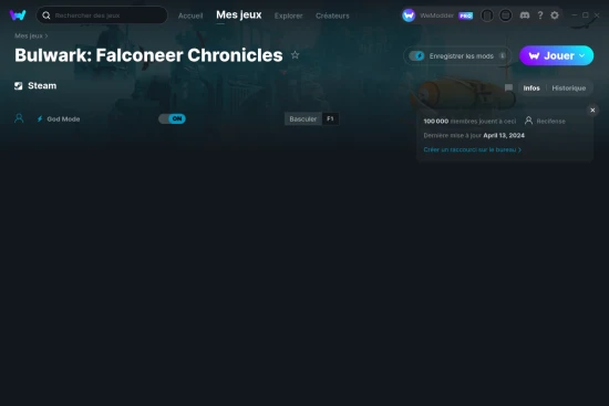 Capture d'écran de triches de Bulwark: Falconeer Chronicles