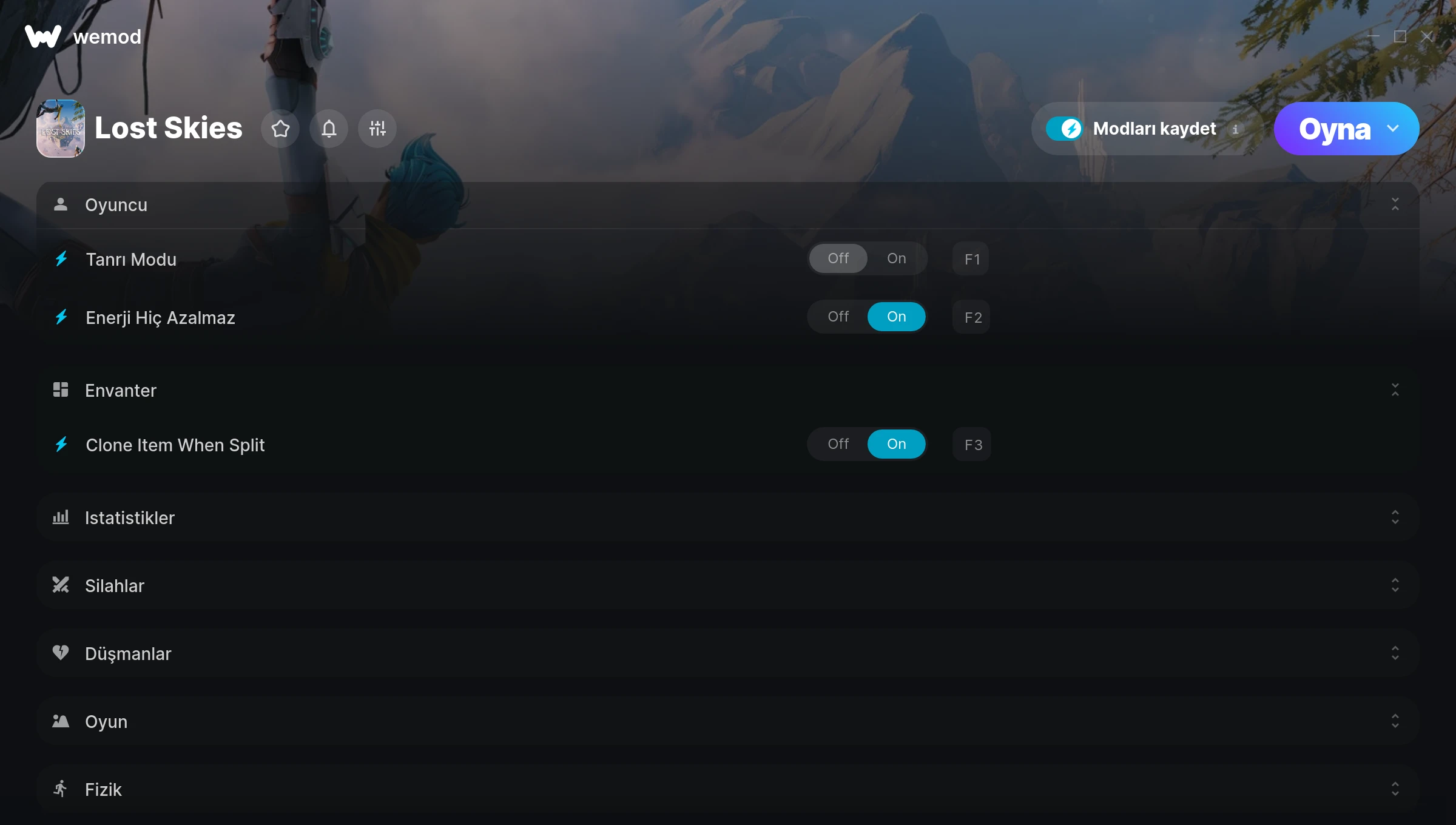 Lost Skies hilelerinin ekran görüntüsü