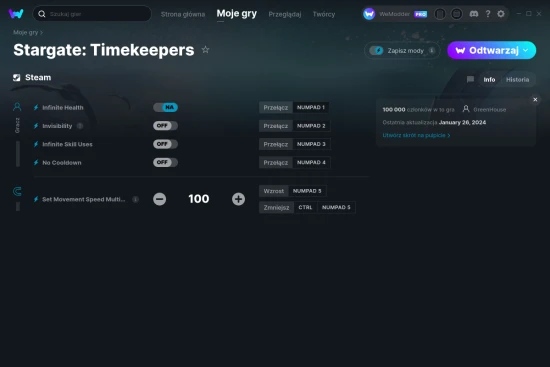 cheaty Stargate: Timekeepers zrzut ekranu