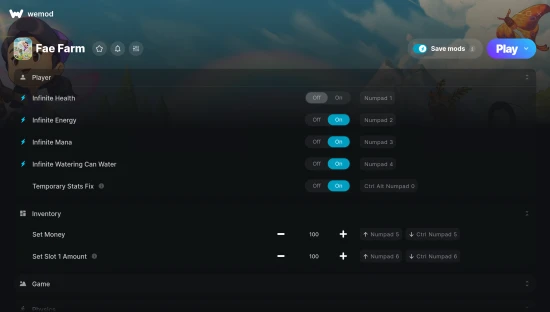 Fae Farm cheats screenshot