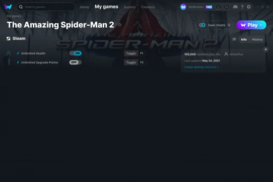 The Amazing Spider-Man 2 cheats screenshot