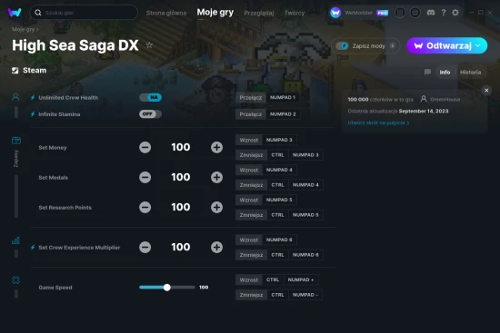 cheaty High Sea Saga DX zrzut ekranu