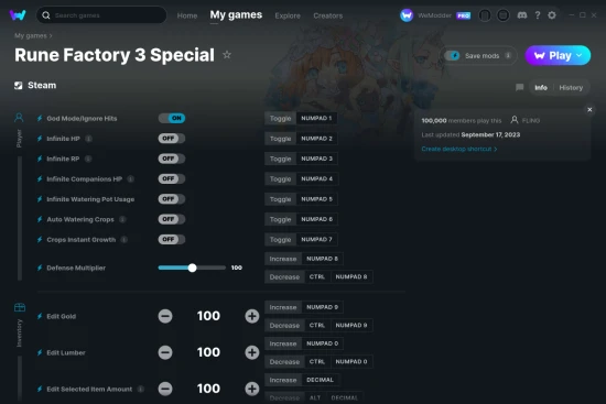 Rune Factory 3 Special cheats screenshot
