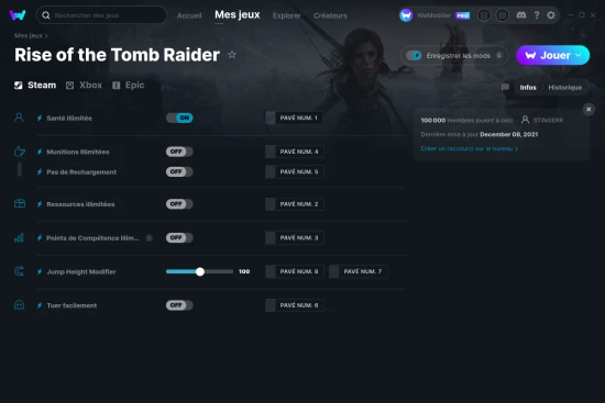 Capture d'écran de triches de Rise of the Tomb Raider