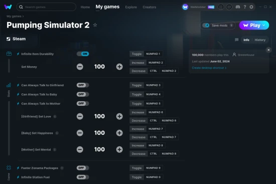 Pumping Simulator 2 cheats screenshot
