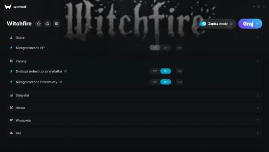 cheaty Witchfire zrzut ekranu