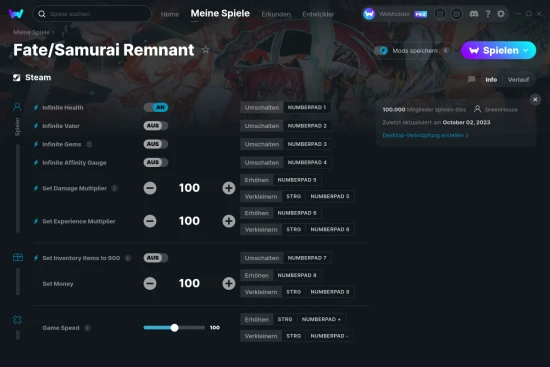 Fate/Samurai Remnant Cheats Screenshot