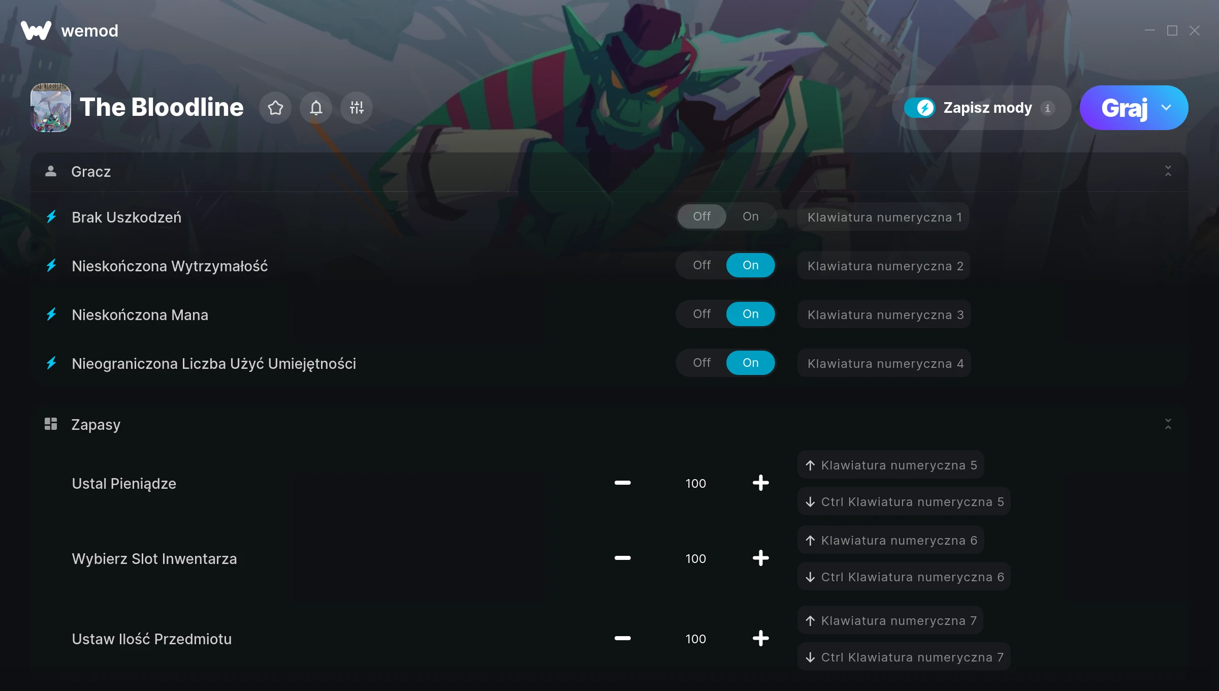 Cheaty do The Bloodline – zrzut ekranu