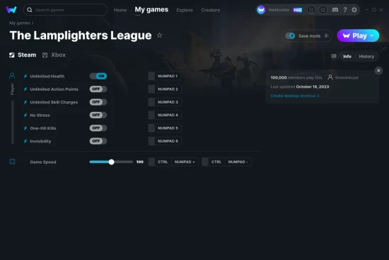 The Lamplighters League cheats screenshot