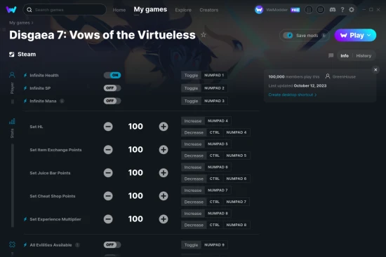 Disgaea 7: Vows of the Virtueless cheats screenshot