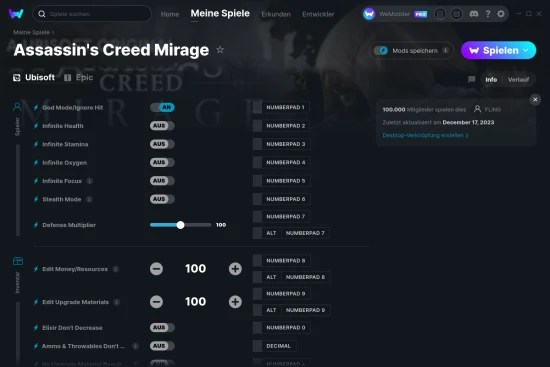 Assassin's Creed Mirage Cheats Screenshot