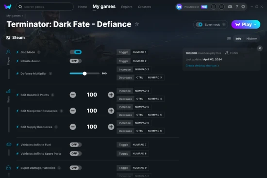 Terminator: Dark Fate - Defiance cheats screenshot