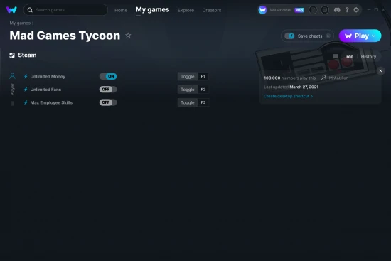 Mad Games Tycoon cheats screenshot