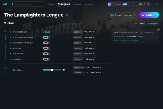 Capture d'écran de triches de The Lamplighters League