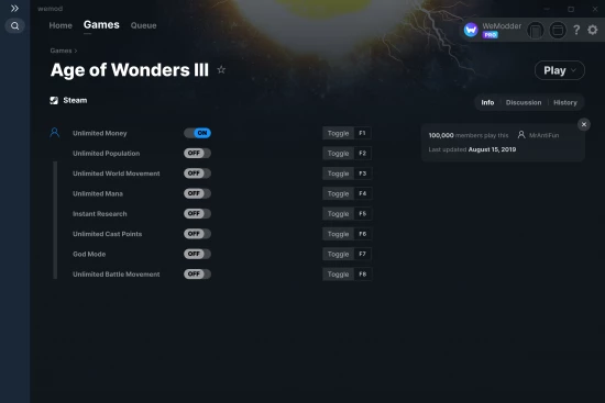 Age of Wonders III cheats screenshot