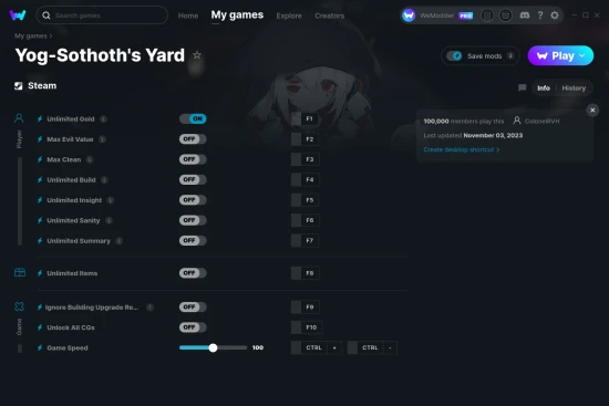 Yog-Sothoth's Yard cheats screenshot