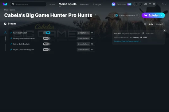 Cabela's Big Game Hunter Pro Hunts Cheats Screenshot