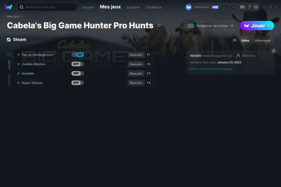 Capture d'écran de triches de Cabela's Big Game Hunter Pro Hunts