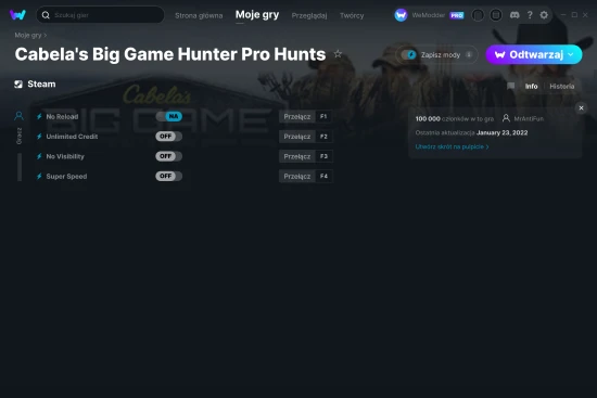 cheaty Cabela's Big Game Hunter Pro Hunts zrzut ekranu