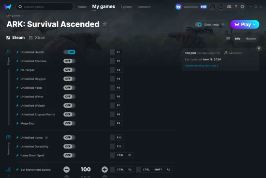 ARK: Survival Ascended cheats screenshot