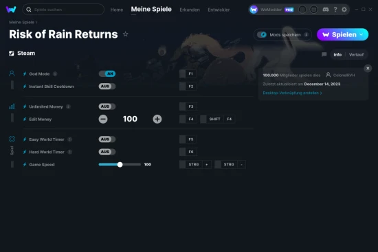 Risk of Rain Returns Cheats Screenshot