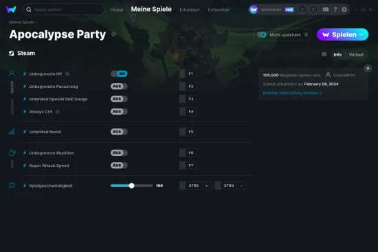 Apocalypse Party Cheats Screenshot