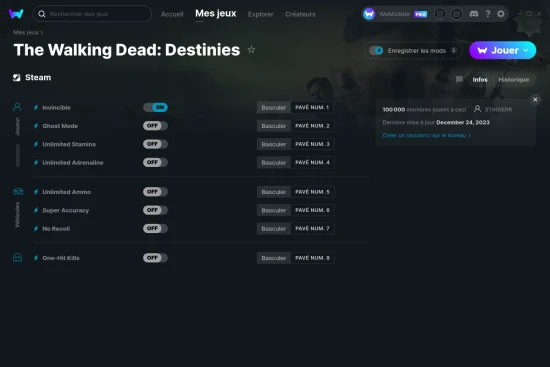 Capture d'écran de triches de The Walking Dead: Destinies