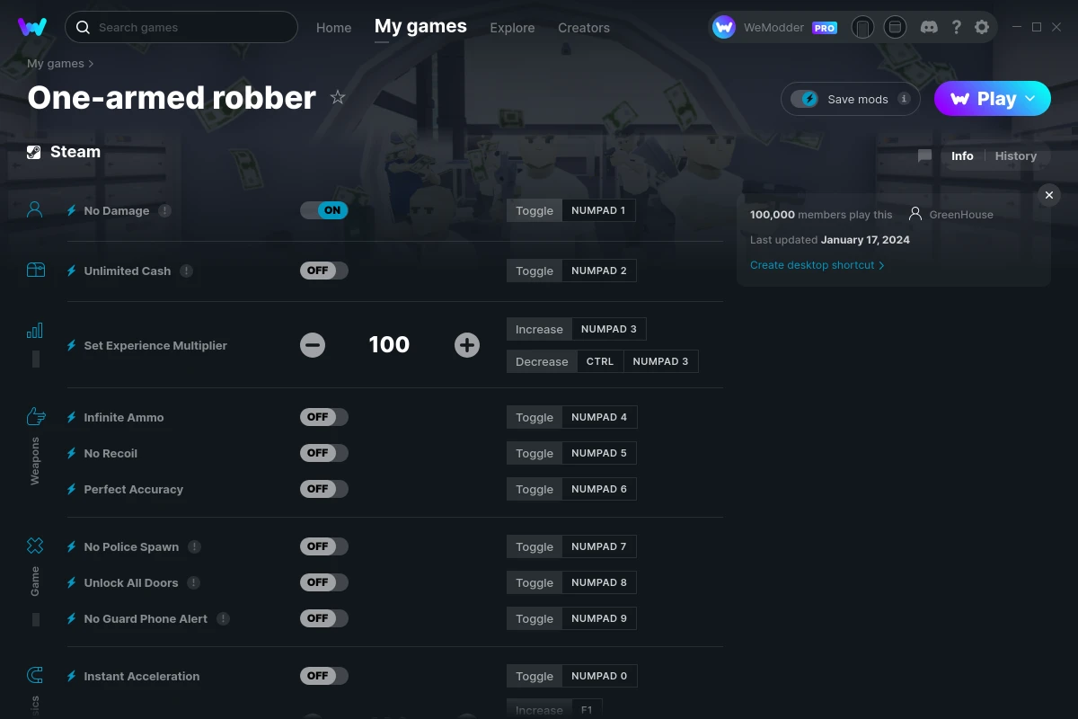 One-armed robber cheats screenshot