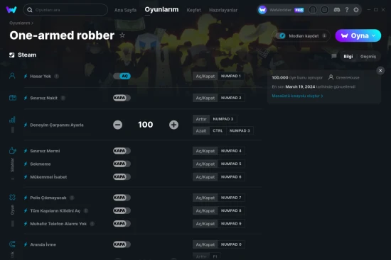 One-armed robber hilelerin ekran görüntüsü