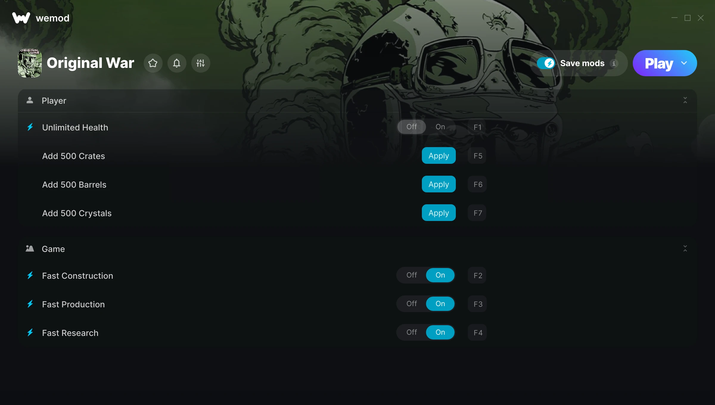 Original War cheats screenshot