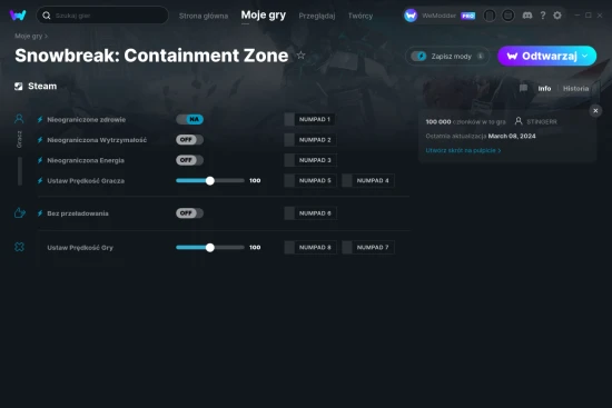 cheaty Snowbreak: Containment Zone zrzut ekranu