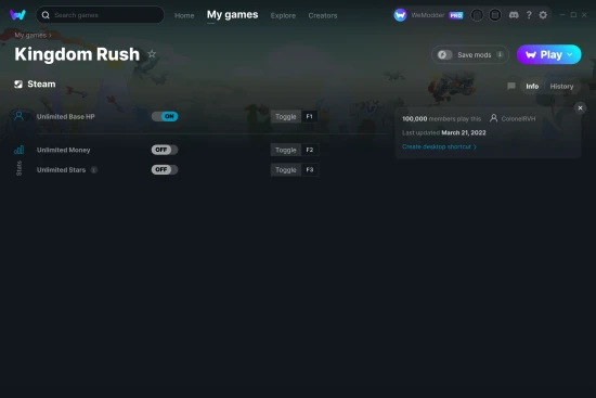 Kingdom Rush cheats screenshot