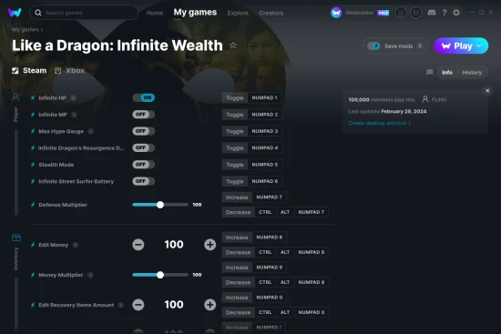 Like a Dragon: Infinite Wealth cheats screenshot