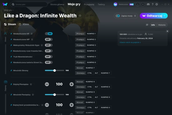 cheaty Like a Dragon: Infinite Wealth zrzut ekranu