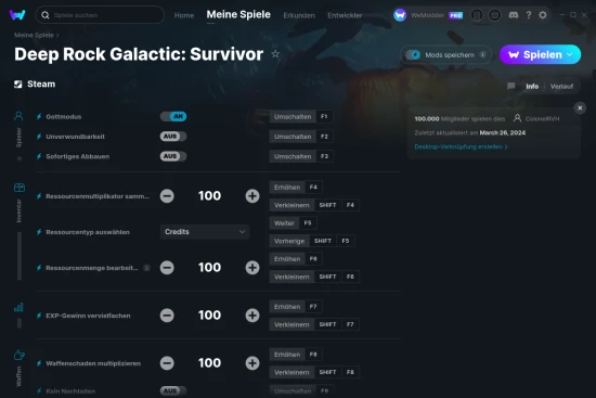 Deep Rock Galactic: Survivor Cheats Screenshot