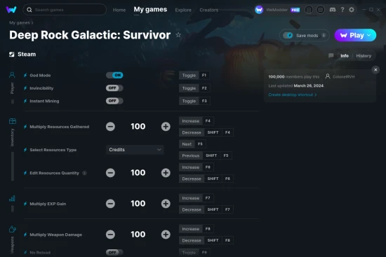 Deep Rock Galactic: Survivor cheats screenshot