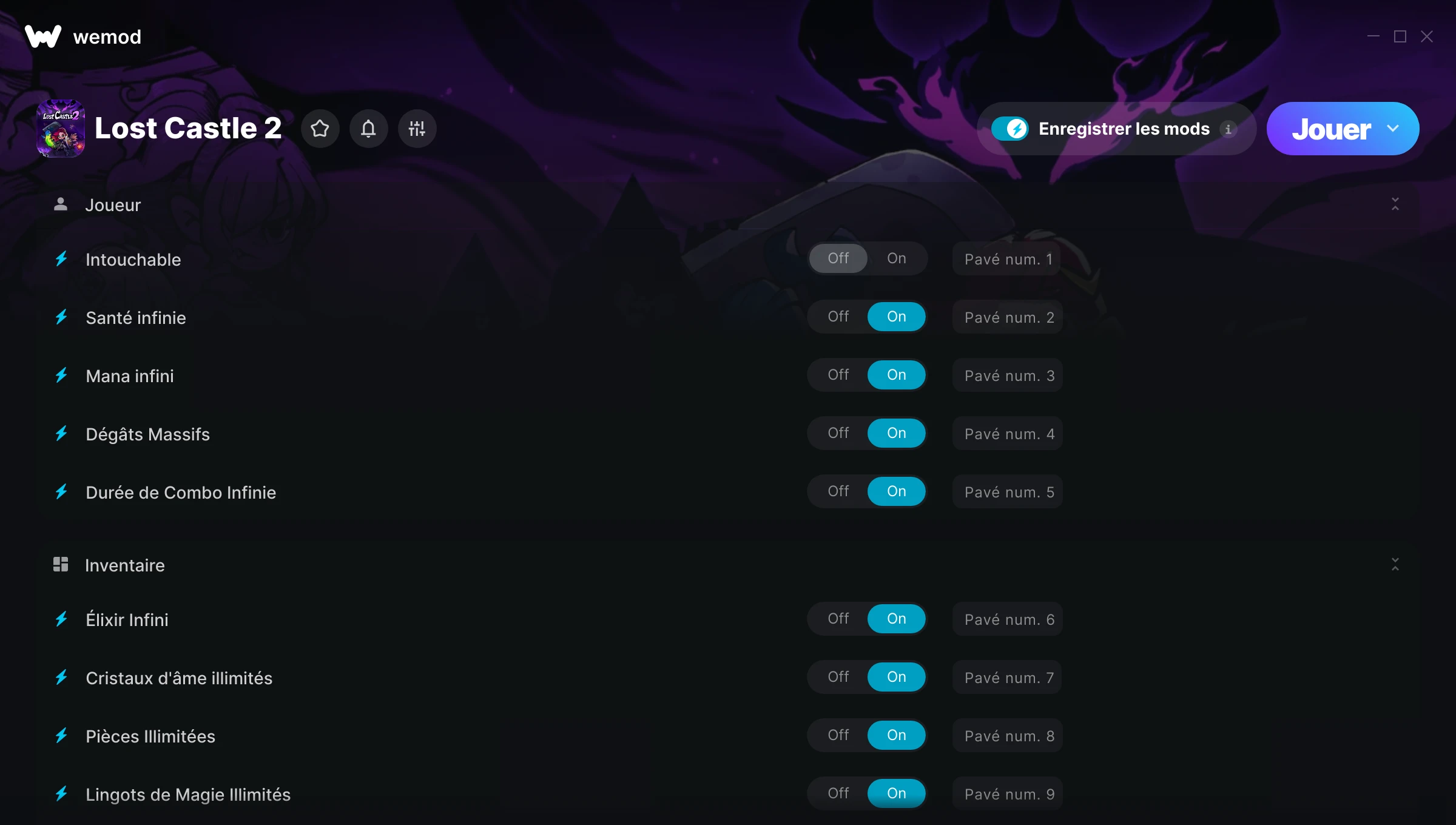 Capture d’écran des cheats pour Lost Castle 2