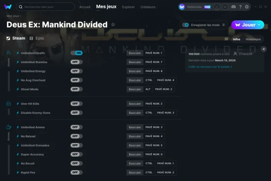Capture d'écran de triches de Deus Ex: Mankind Divided