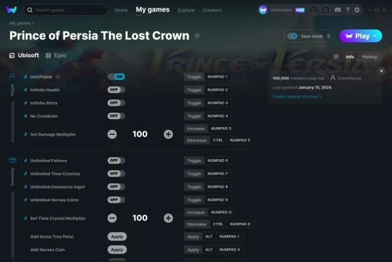 Prince of Persia The Lost Crown cheats screenshot