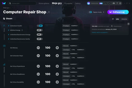 cheaty Computer Repair Shop zrzut ekranu