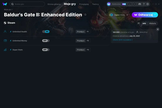 cheaty Baldur's Gate II: Enhanced Edition zrzut ekranu
