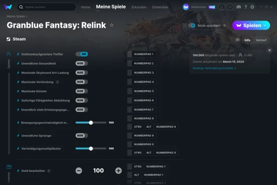 Granblue Fantasy: Relink Cheats Screenshot