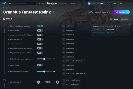 Capture d'écran de triches de Granblue Fantasy: Relink