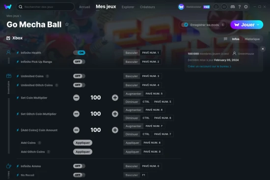 Capture d'écran de triches de Go Mecha Ball