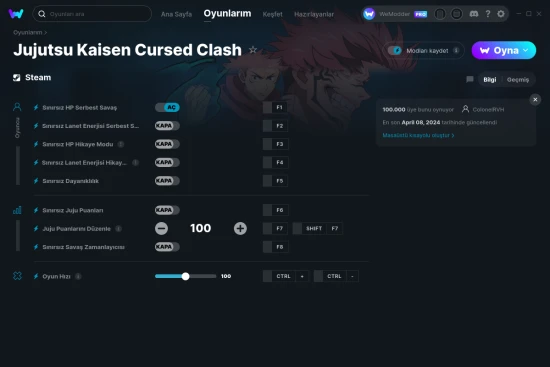 Jujutsu Kaisen Cursed Clash hilelerin ekran görüntüsü