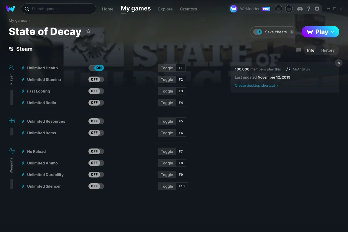 State of Decay Trainer  Cheat Happens PC Game Trainers